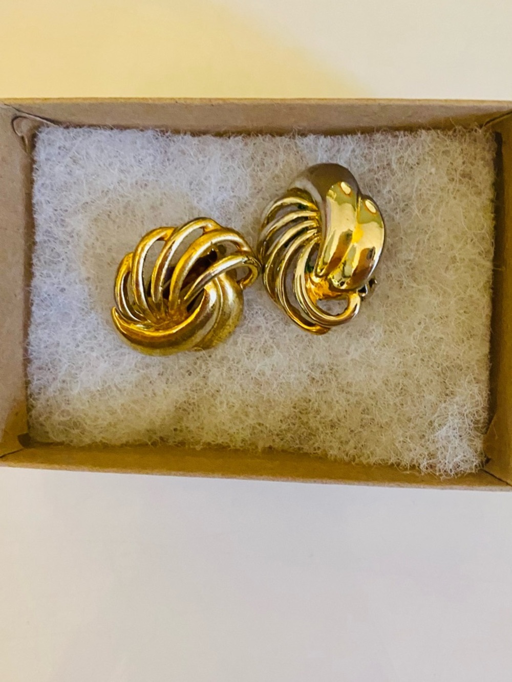 Shiny Gold Knot Clip-On Earrings